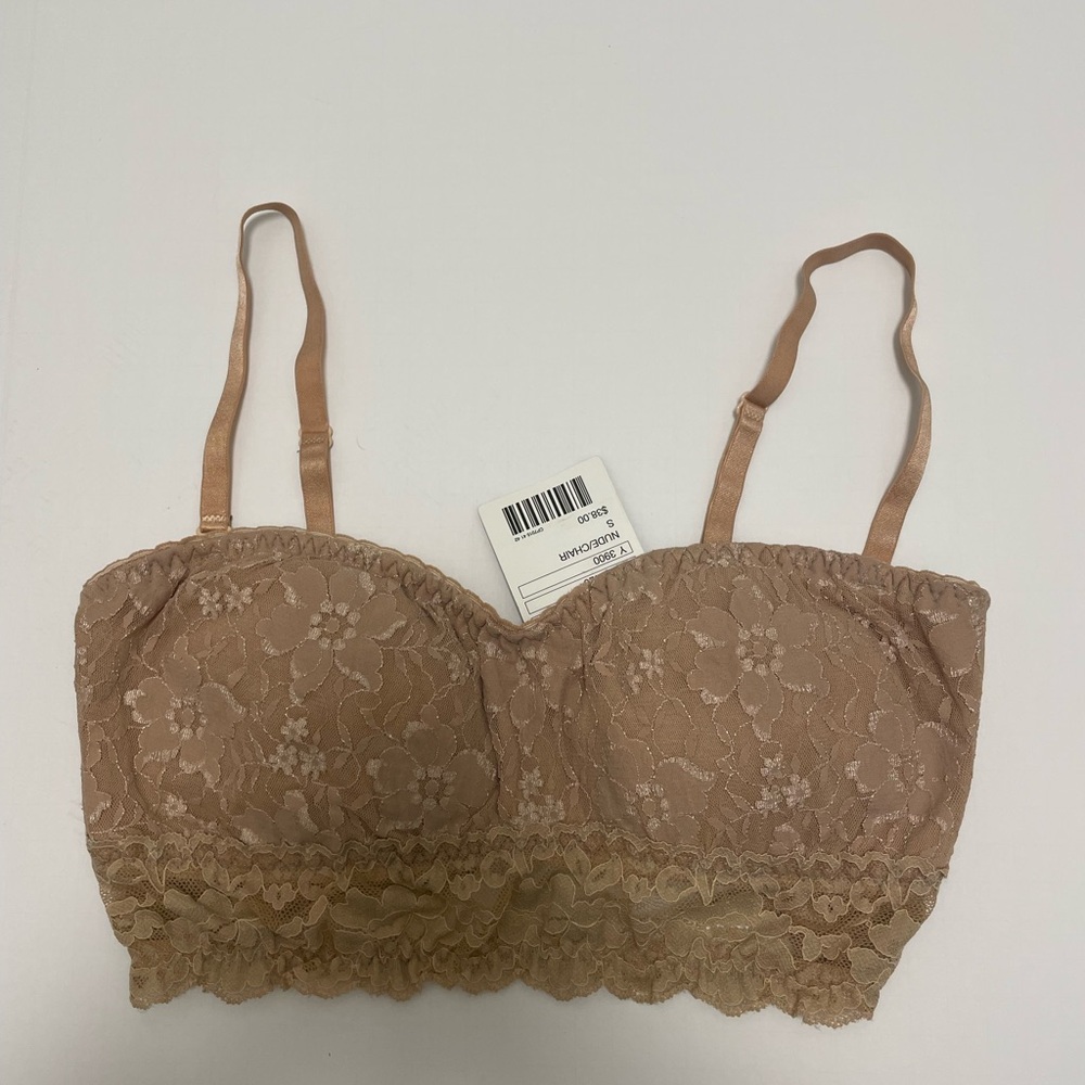 Anthropologie Lace Bandeau Bra in Tan